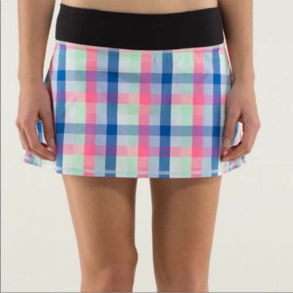 Lululemon 10 Pace Setter Skirt Neon Pop Plaid EUC
